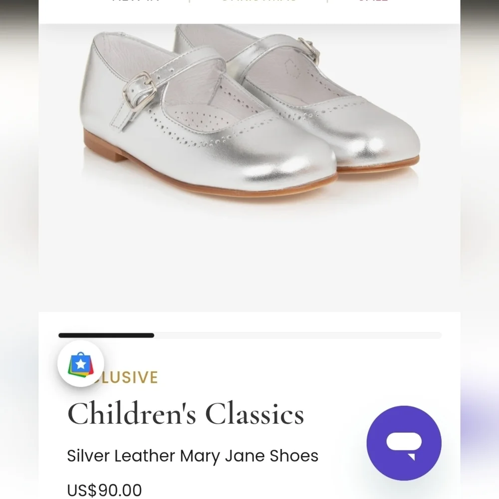 Children's Classics Silver Leather Mary Jane Shoes size 10